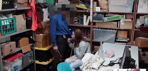  Hot brunette teen fucks by a bad cop because of alcohol